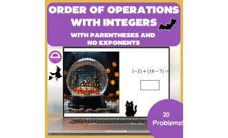 Halloween Order of Operations with Integers with Parentheses Pixel Art