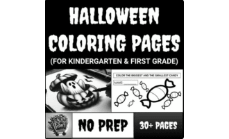 Halloween Scene Coloring Pages for Kindergarten & First Grade