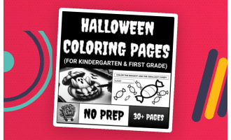 Halloween Scene Coloring Pages for Kindergarten & First Grade