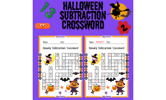Halloween Subtraction Crosswords | Grades 1-2 Math Worksheets
