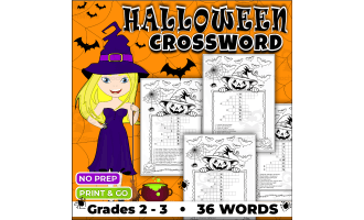 Halloween Vocabulary Crossword Puzzles – 4 Printable Word Games for Ki
