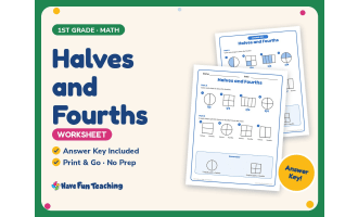 Halves and Fourths Worksheet – 1st Grade Fractions Practice