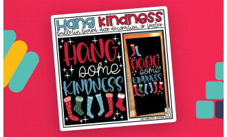 Hang Some Kindness Christmas December Bulletin Board Kit, Door Decoration Set, or Poster