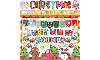 Hangin' With My snow: Retro Christmas Bulletin Board or Door Decor Kit