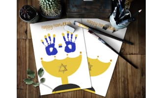 Hanukkah Activities, Jewish Crafts, DIY Menorah Handprint Art