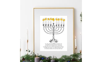 Hanukkah Activities, Menorah Fingerprint Craft, Jewish Day School Art