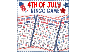 Happy 4th Fourth of July Bingo Game, USA Independence Day Activities