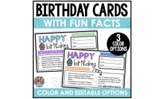 Happy Birthday Certificate Cards with Monthly Fun Facts