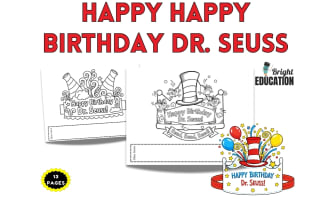 Dr. Seuss Birthday Hat Crowns – Coloring Craft