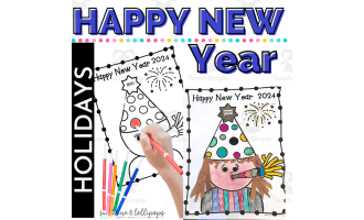 Happy New Year 2024 Coloring Page