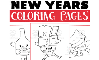 Happy New Year Coloring Pages, New Year Coloring Sheets,