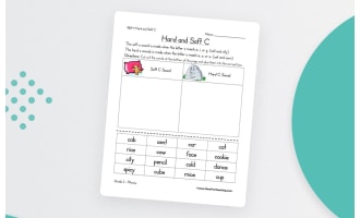Hard C and Soft C – Phonics Sorting Worksheet