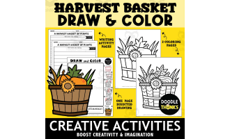 Harvest Basket of Plants Draw and Color Creative Activities
