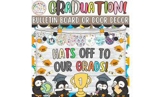 Hats Off To Our Grads: Graduation & Bulletin Board Or Door Decor Kit