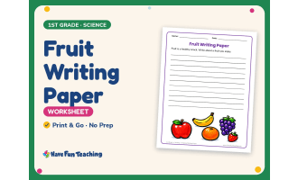 Health and Nutrition Worksheet: Fruit Writing Paper – 1st Grade