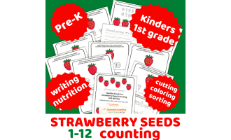 Health Coloring Pages: Strawberry Counting & Tracing (0–12)