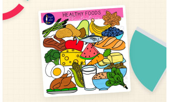 Healthy Foods Clip Art – 48 PNG Color & B&W Set