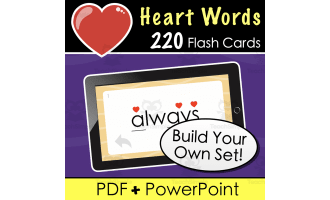 Heart Words - Compile Your Own Digital Flash Card Set + Print & Go