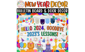 Hello 2024, Goodbye 2023's Lessons! Bulletin Board & Door Decor Kit