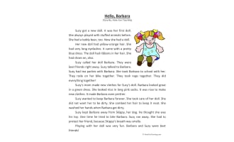Hello Barbara - Reading Comprehension Worksheet