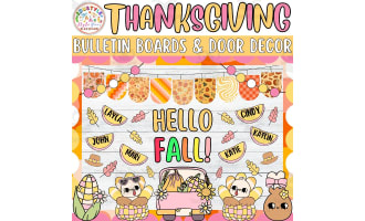 Hello Fall!: Thanksgiving & Fall Bulletin Board or Door Decor Kit