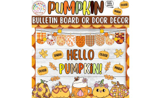 Hello Pumpkin! Pumpkin Bulletin Board And Door Decor Kit