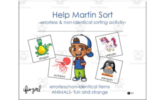 Help Martin Sort ANIMALS -COMMON, FUN & STRANGE - Errorless & non-identical Activity