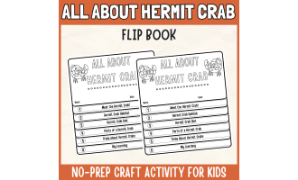 Hermit Crab Flipbook craft Ocean Animal Science Study writing prompt