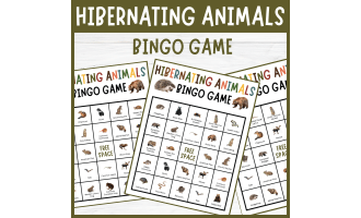 Hibernating Animal Bingo Game Fun Winter Seasonal Nature Actities