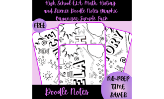 High School EOY Core Subject Doodle Note Graphic Organizer Sample Pack