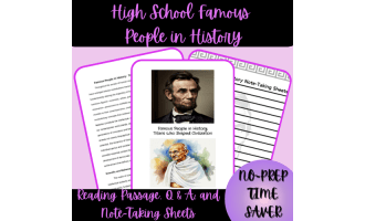 High School Famous People in History Reading Passage and Q & A