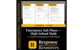 High School Math Emergency Sub Plans BUNDLE - 3 Courses, 15 Days