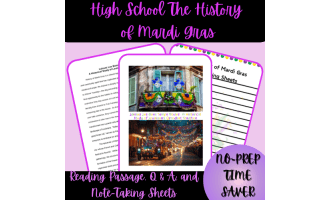High School The History of Mardi Gras Reading Passage