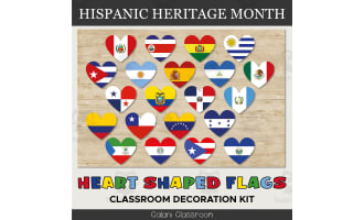Hispanic Heritage Month 21 Spanish Speaking Country Heart Flags