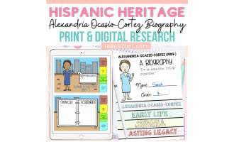 Hispanic Heritage Month Alexandria Ocasio-Cortez Biography Print & Digital