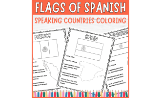 hispanic heritage month Flags of Spanish speaking countries coloring