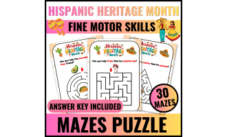 Hispanic Heritage Month Mazes for Preschool and Kindergarten