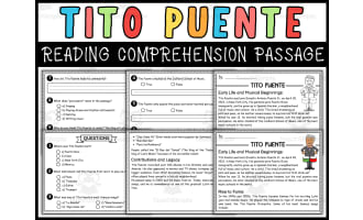 Hispanic Heritage Month Social Studies: Tito Puente Reading Passage