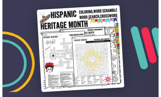 Hispanic Heritage Month Worksheets,Wordsearch,Word Scramble,Coloring