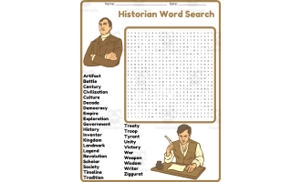 Historian Word Search Puzzle Worksheet Activities (5th, 6th, 7th & 8th