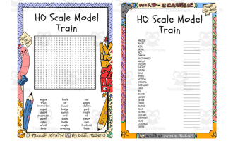 HO Scale Model Train word search & scramble