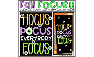 Hocus Pocus Everybody Focus Fall Bulletin Board Kit, Door Decoration Set, or Poster