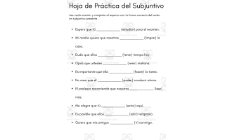 Spanish subjunctive practice worksheet - Hoja de Práctica del Subjunti