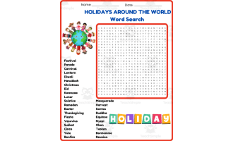 HOLIDAYS AROUND THE WORLD Word Search Puzzle