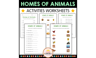 Homes of Animals Activity Worksheets for Grade 2, 3, 4