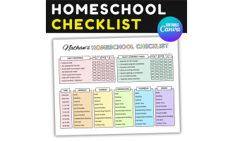 Homeschool Daily & Weekly Checklist | Homeschool Planner Schedule Kids