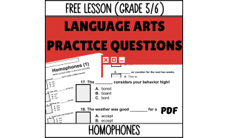 Homophones Sample Lesson - Vocabulary Grade 5-6 (PDF)