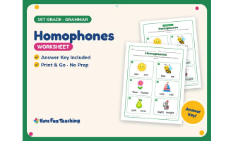 Homophones Worksheet – 1st Grade Grammar Practice + Answer Key