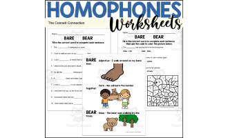 Homophones Worksheets: Bare Bear