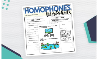 Homophones Worksheets: For Four